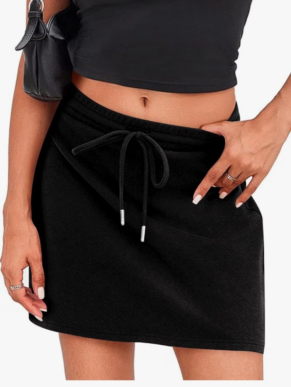 Drawstring Mini Skirt - Black Sz L ✨️5/$30